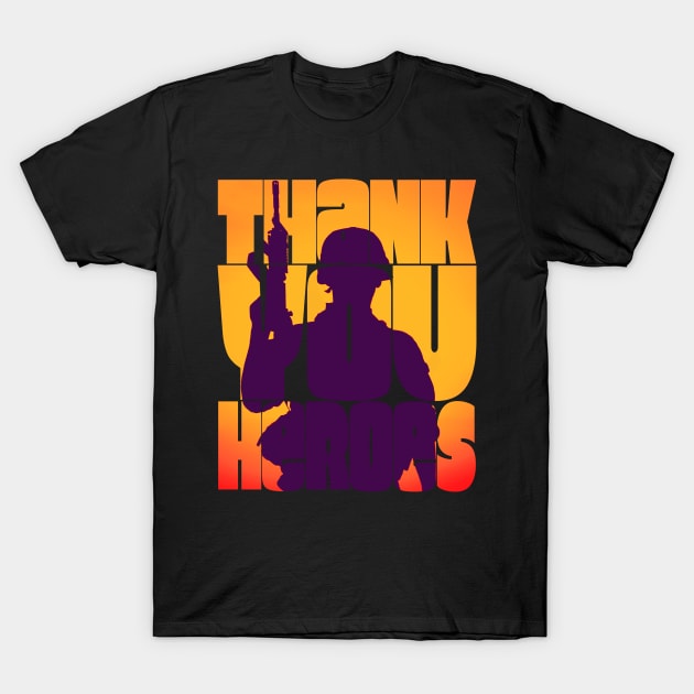 Thank You Heroes Soldier with Weapons T-Shirt by Getmilitaryphotos